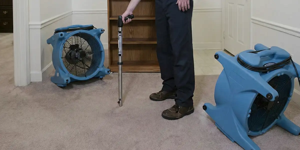 emergency water removal equipment deployed to dry a flooded residential interior in Minneapolis, MN