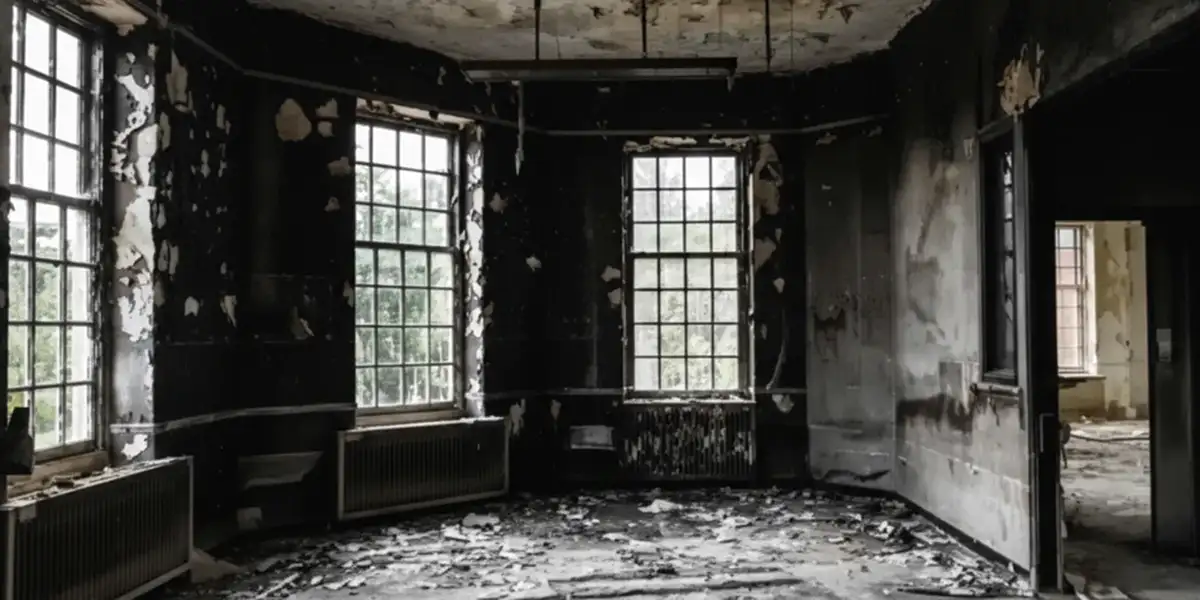 fire damage repair addressing severe interior damage and smoke residue inside a burned home in Minneapolis, MN