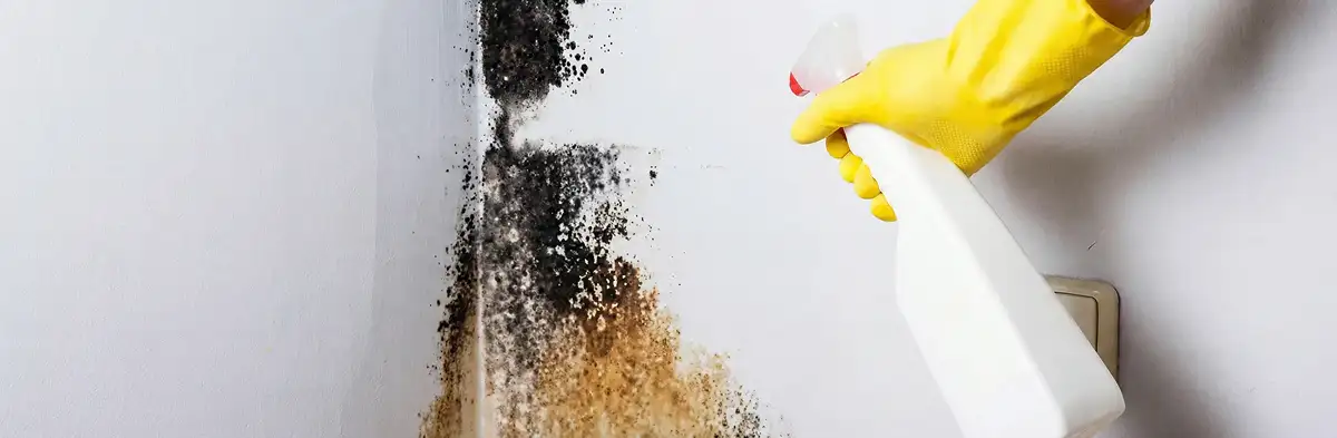 visible mold growth on an interior wall being treated during mold removal service in Minneapolis, MN